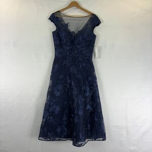 Teri Jon By Rickie Freeman | Dresses | Teri Jon Black Floral Embroidered  Tulle Dress Mesh Neckline And Sleeves Size 2 | Poshmark